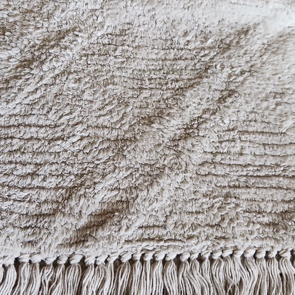 Boho Bath Mat‎ Rug with Tassels Gray Cotton